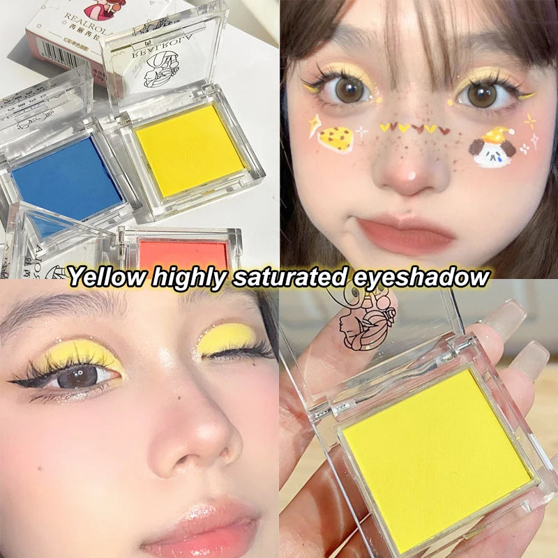 Matte Single Color Eyeshadow Palette, High Pigment Long Lasting Waterproof Eye Shadow Powder, Neon Green Shade Daily Party Eye