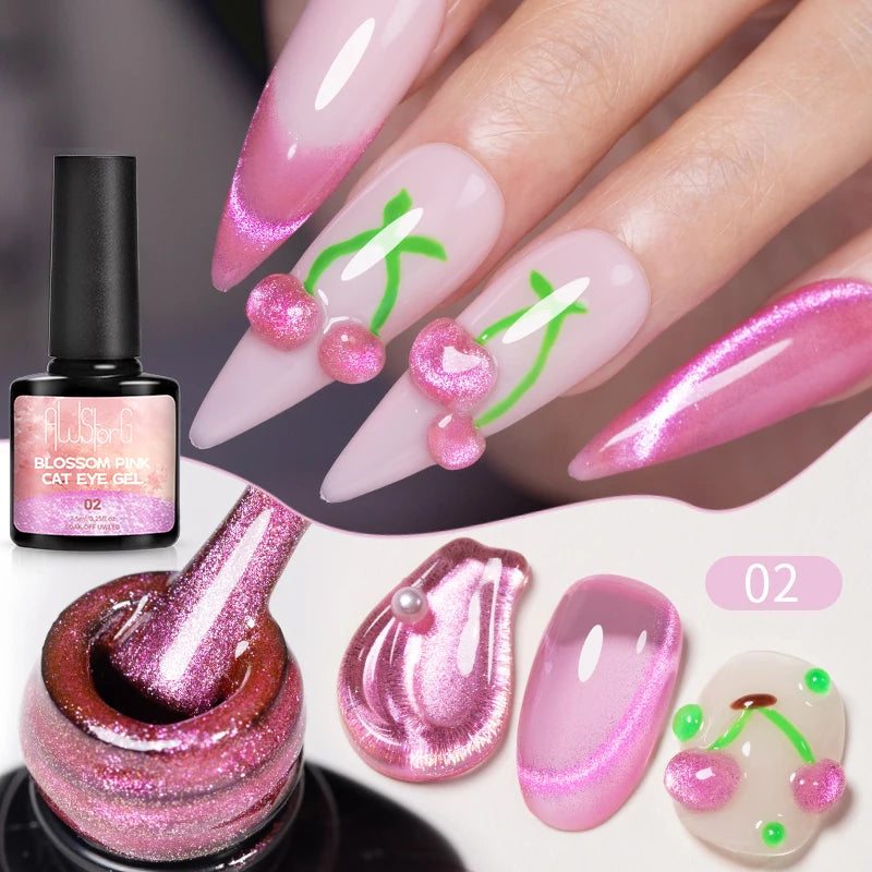 AWStorG Intense Rainbow Cat Eye Gel 5ml Holographic Laser Magnetic Nail Gel Soak Off UV LED Gel Polish Shiny Rainbow Manicur