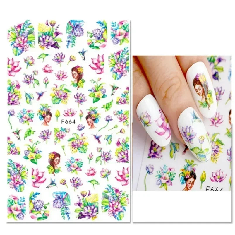 Cherry Blossom 3D Nail Stickers White Flower Petals Nail Art Decals Elegant Wedding Design Spring Sakura Manicure Slider Decor