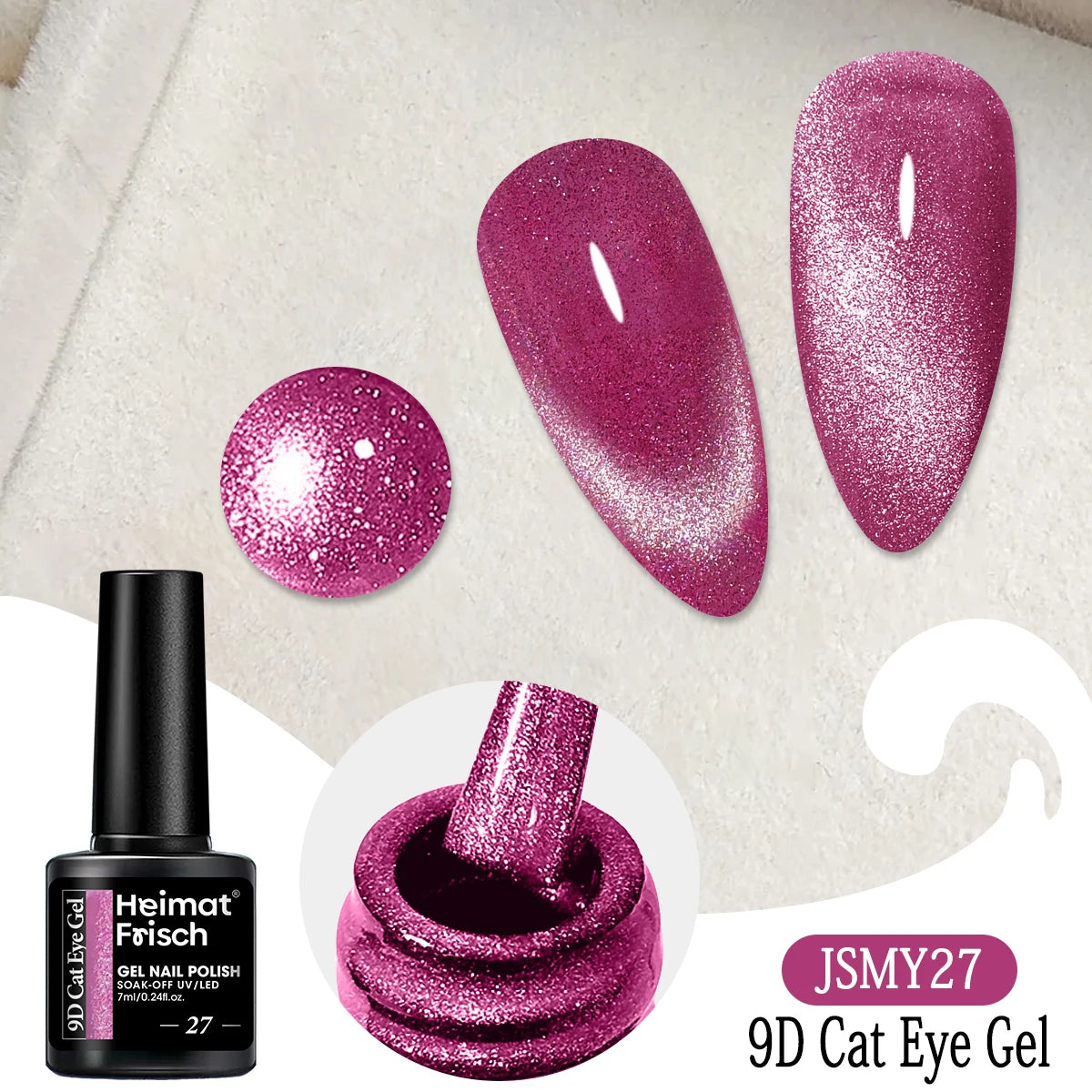 Heimat Frisch Single 0.24oz Crystal Cat Eye Gel Nail Polish - Holographic Glitter, Translucent and Magnetic Effect, Long-Lasting