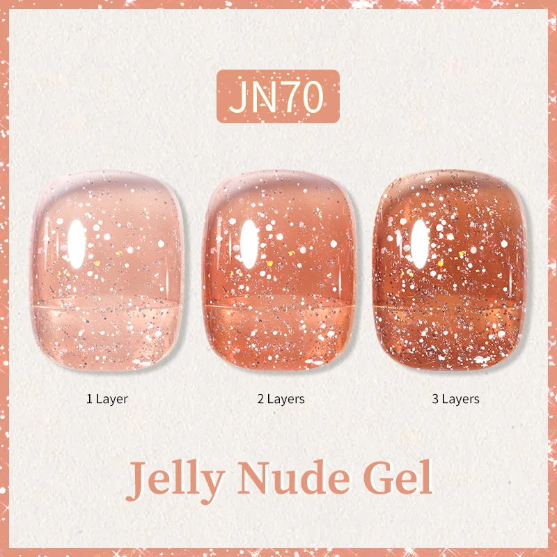 BORN PRETTY 10ml Glitter Pink Nude Jelly Nail Gel Polish Varnis Semi-permanent Sheer Translucent UV LED Soak Off Gel Polish