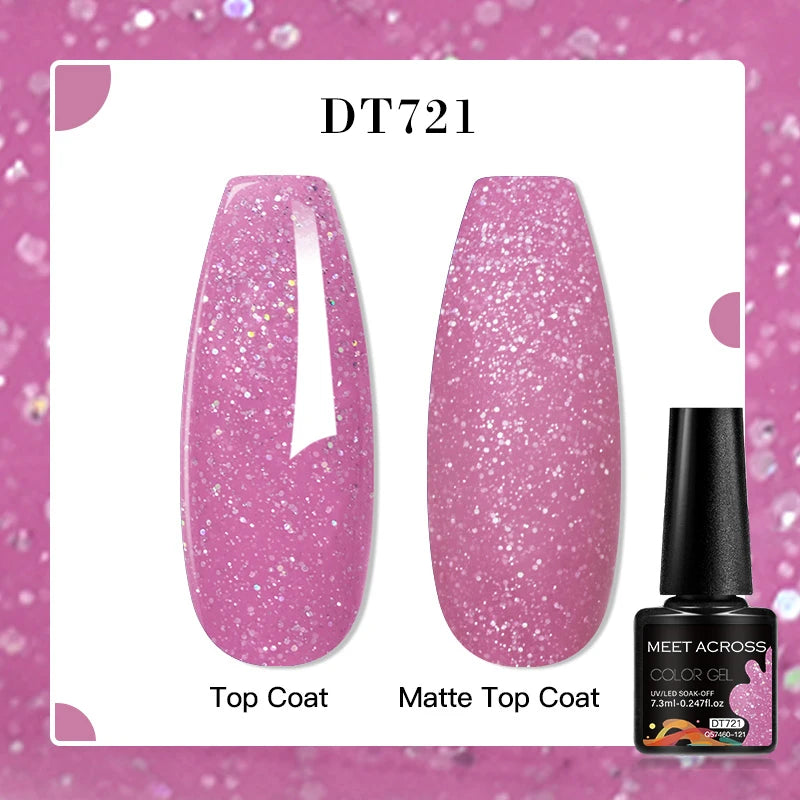 MEET ACROSS 7ml Red Blue Green Metallic Gel Nail Polish Super Bright Mirror Effect Semi Permanent LED UV Gel Nail Art Varnish