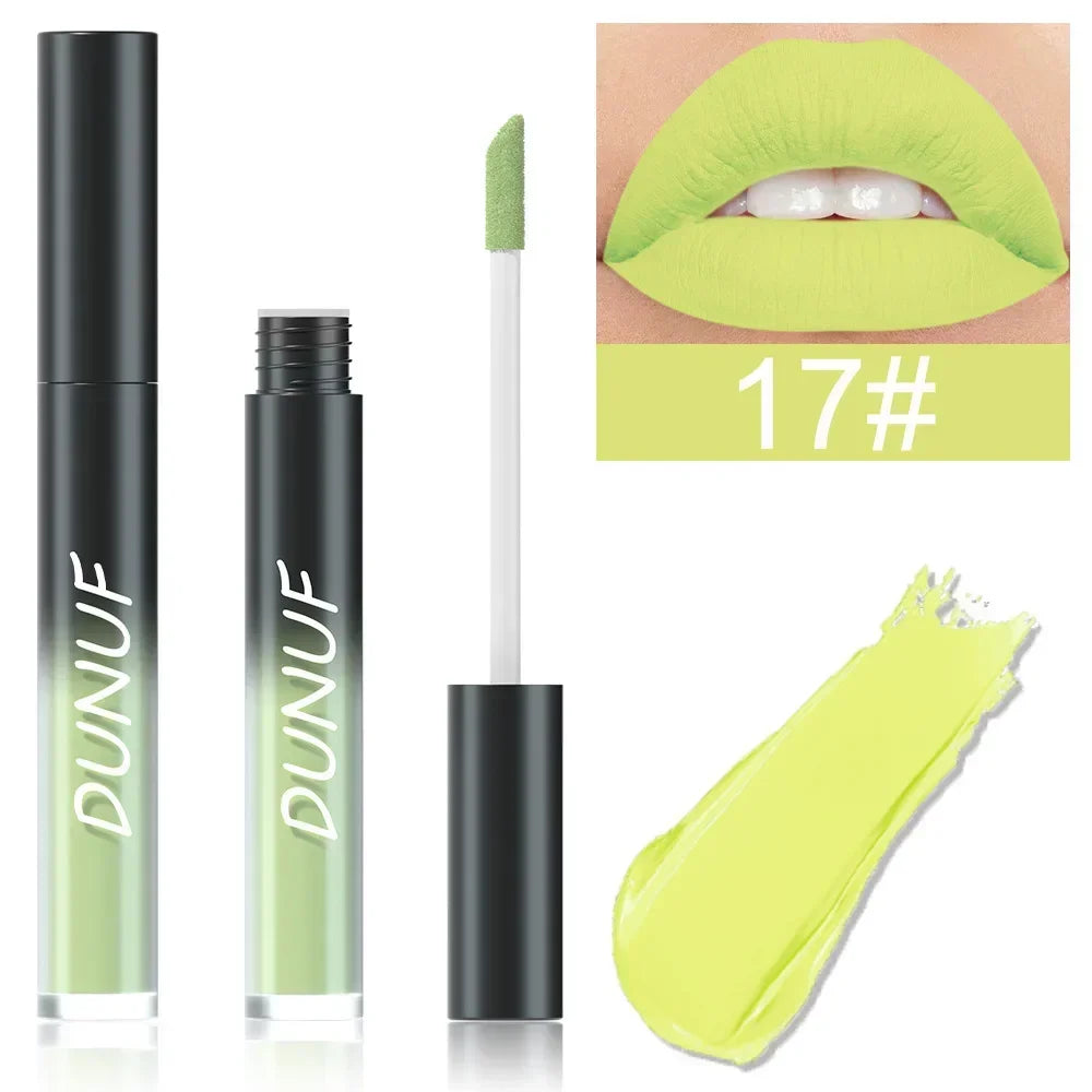 32 Color Lipstick Matte Lasting Lip Gloss Moisturizing Non-stick Cup Halloween Party Purple Blue Black Highly Pigments Lip Glaze