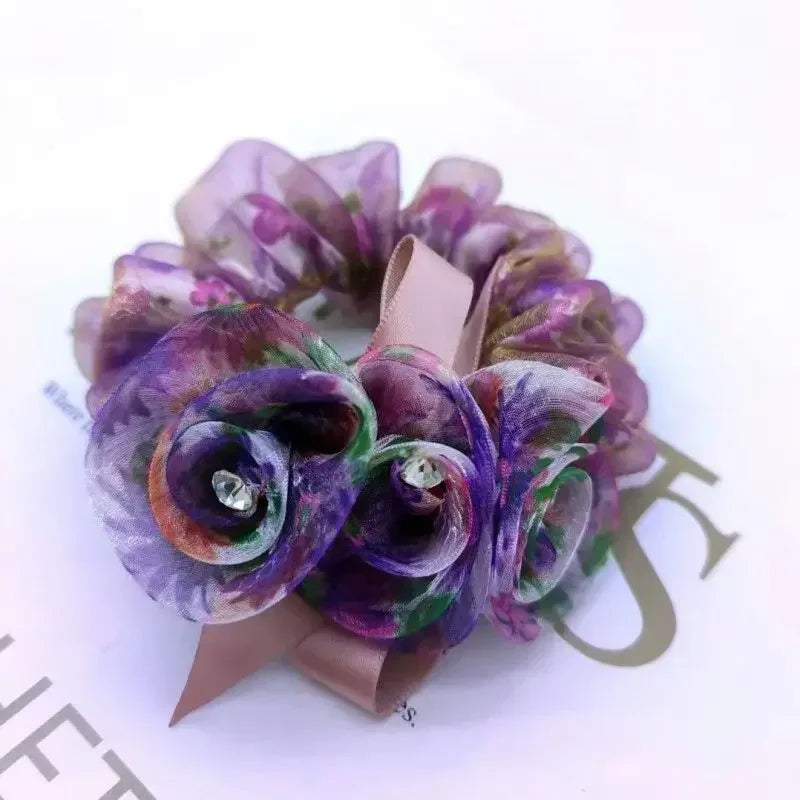 Women Lace Hair Scrunchies  Bow Hair Fantaisie Tie High Elasticity