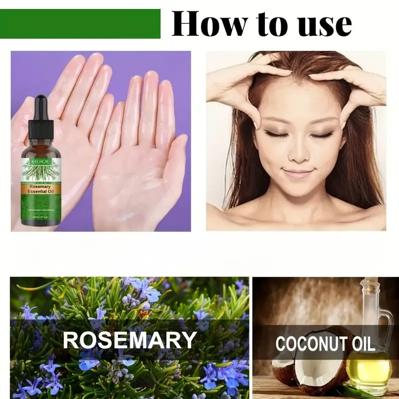 Natural Rosemary Hair Growth Essential Oil  Strengthening Nourishing Moisturing Softening Luster Shiny Hair Care Healthy