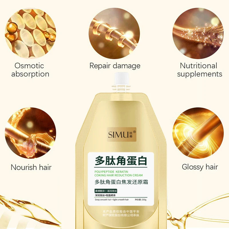 250g Polypeptide Keratin Deep Conditioner Hair Mask Keratin Hair Restoring Cream Dry Damaged Hair Treatment Burnt Hair Restoring