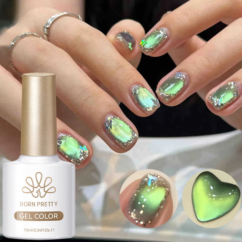 BORN PRETTY 10ml Rhine Lake Blue Cat Magnetic Gel Dark Blue Glitter Soak Off UV Gel Nail Art Varnish Manicure Nail Art Salon