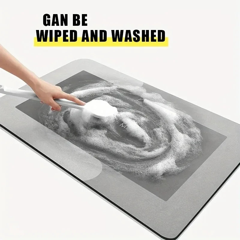Diatomaceous Earth Bath Mat Super Absorbent Non Slip Fast Drying Soft Floor Mat for Shower Laundry Bedroom Kitchen RV Bathroom
