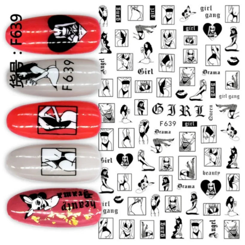 1PCS Laser Love Letter Nail Sticker Nail Art Decoration Flower Star supplies Decals Press On Nails Stickers Parts