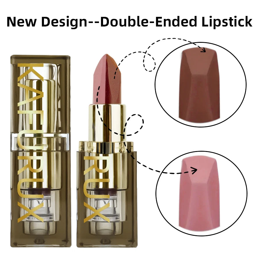 1pc Two-tone Matte Lipstick Pink Waterproof Lip Makeup Easy to Use Lipstick Refill Lip Tint, Long Lasting Lip Senior Cosmetic Gi