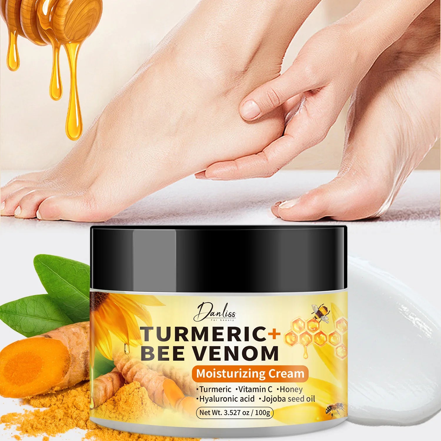 Turmeric bee Venom Moisturizing and Anti-Cracking Hand and Foot Cream deeply nourishes and repairs the skin 100g