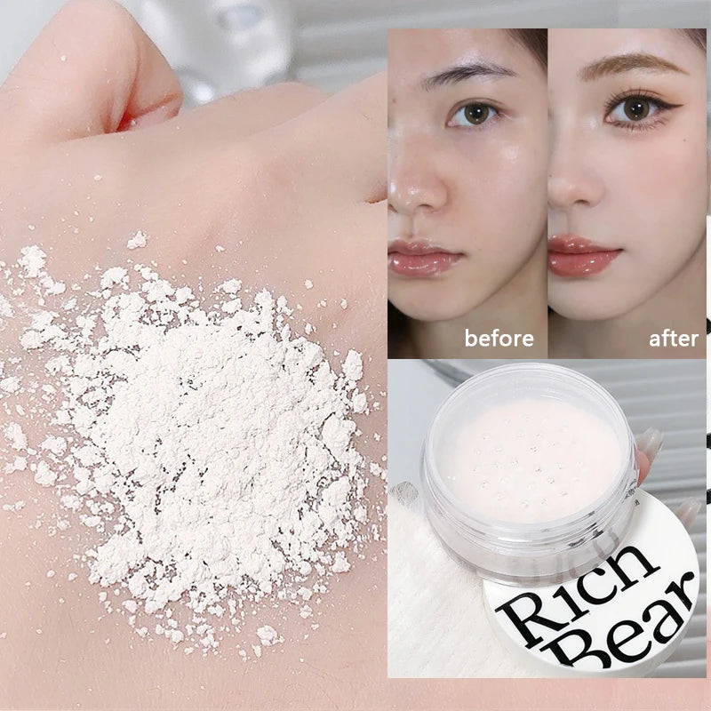 White Face Loose Powder Waterproof Oil Control Matte Natural White Transparent Setting Loose Powder Korean Makeup Brighten Face