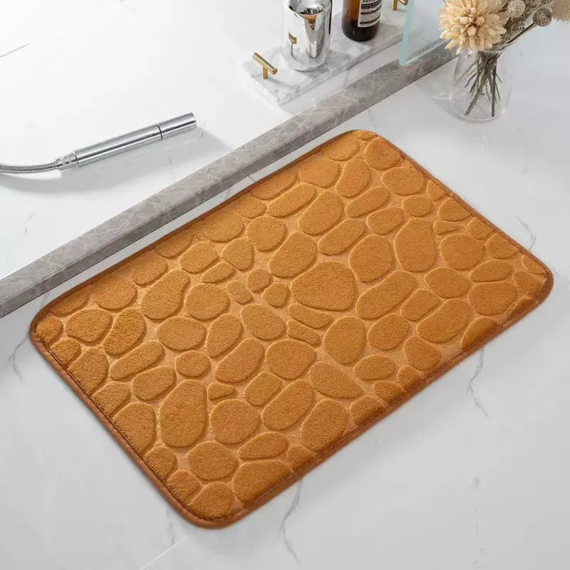 3D Bathroom Anti-slip Mat Pebble Patterned Absorbent Pad Bath Mats Doormat Carpet Cobblestone Embossed Door Floor