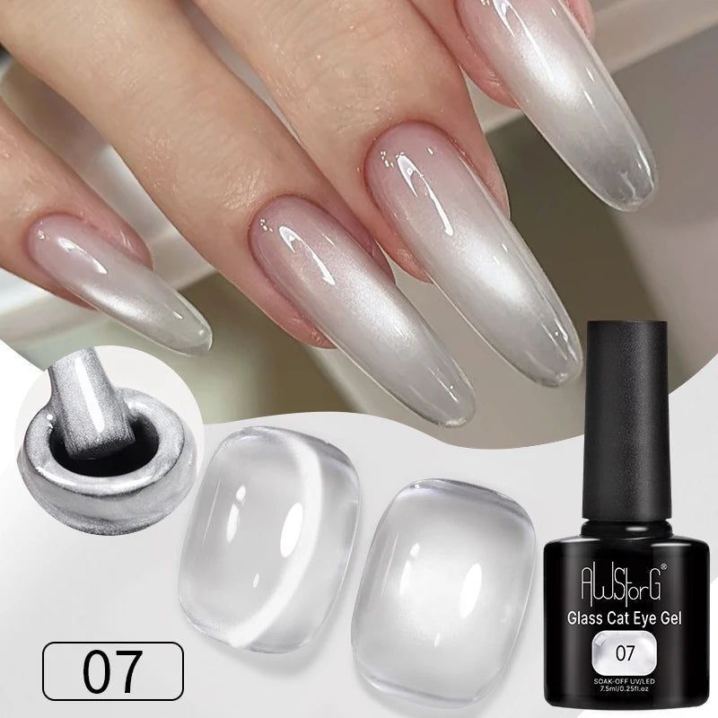 AWStorG Intense Rainbow Cat Eye Gel 5ml Holographic Laser Magnetic Nail Gel Soak Off UV LED Gel Polish Shiny Rainbow Manicur