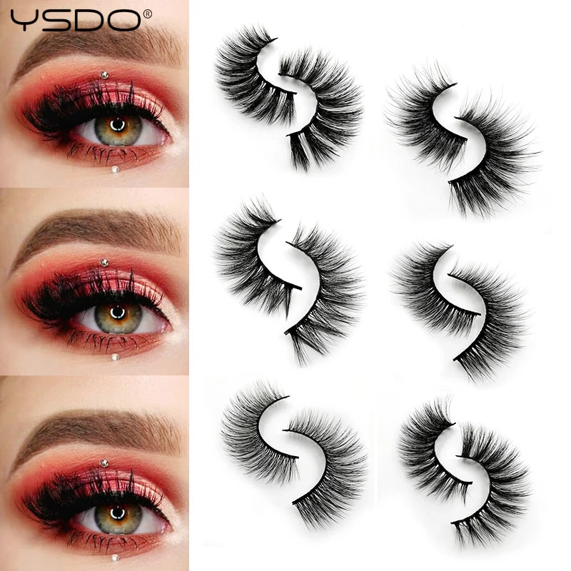 3/5 Pairs 3D Faux Mink Hair Soft Eyelashes Natural Thick Long False Eyelashes Dramatic Fake Lashes Handmade Eyelashes Faux Cils